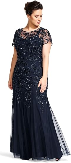 Photo 1 of Adrianna Papell Women's Plus-Size Long Beaded Gown