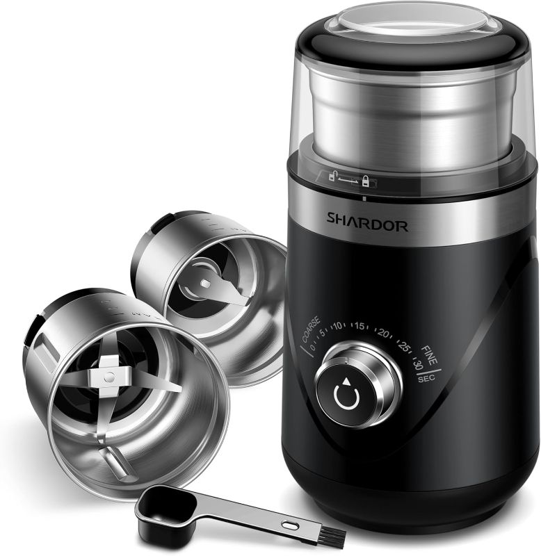 Photo 1 of 
SHARDOR Adjustable Coffee Grinder Electric, Herb Grinder, Spice Grinder, Coffee Bean Grinder, Espresso Grinder with 2 Removable Stainless Steel Wet and Dry