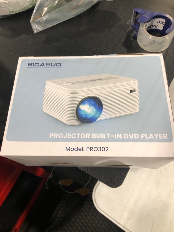 Photo 1 of BIGASUO HD 9000L Bluetooth Projector Built in DVD Player, Mini Projector 1080P and 250”Supported with Tripod/ Carry Bag, Projector Compatible w/ TV Stick, PS5, Laptop, Portable Outdoor Movie Projector