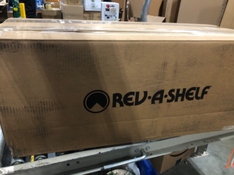 Photo 1 of Rev-A-Shelf 15 Inch 2 Tier Solid Bottom Shelves Pull-Out Organizer for Left Door, Blind Right Corner Cabinets with 15 Inch Openings, Fog Gray