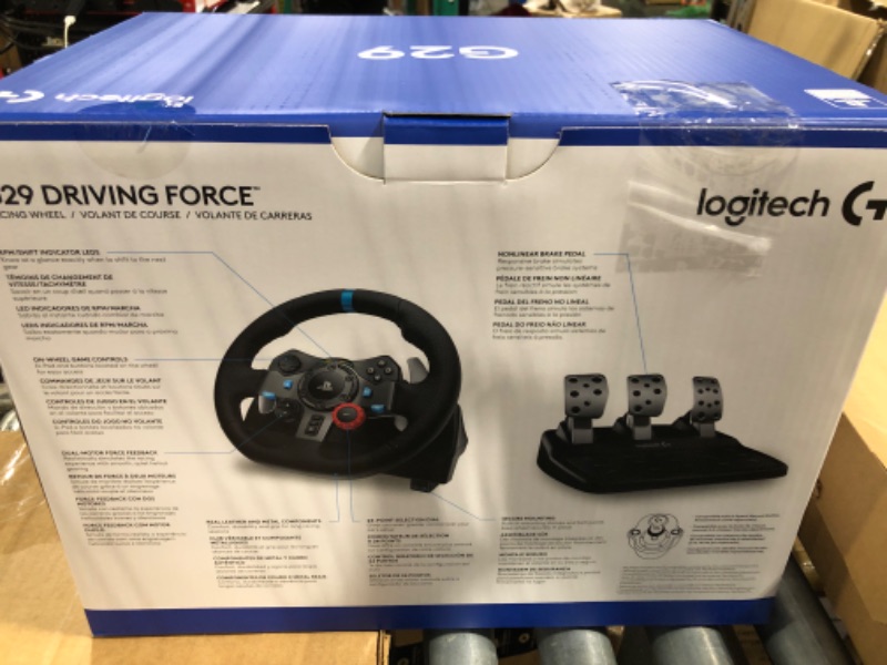 Photo 3 of ** open box for verification ***Logitech G29 Driving Force Racing Wheel and Floor Pedals, Real Force Feedback, Stainless Steel Paddle Shifters, Leather Steering Wheel Cover for PS5, PS4, PC, Mac - Black