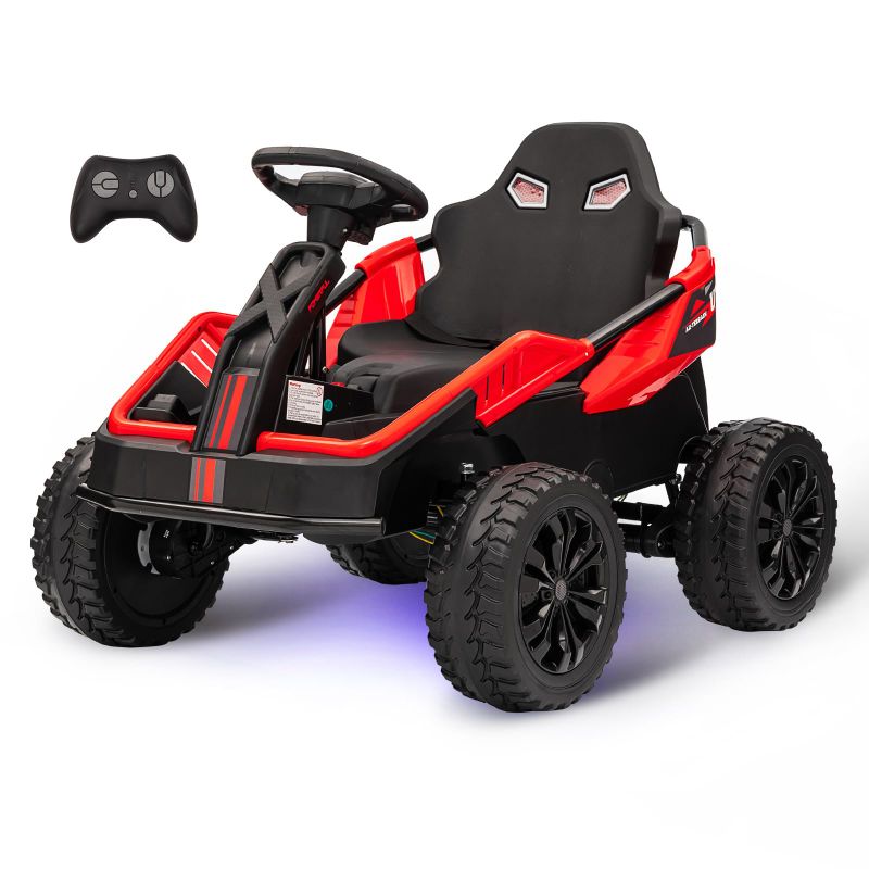 Photo 1 of 24V Ride On Toys for Big Kids, 4 Eva Wheels Utv, 4x200W 6MPH Powerful Electric Car w/Parent Remote, 4 Shock Absorbers, Metal Frame, for Boys Girls Ages 3+, Red