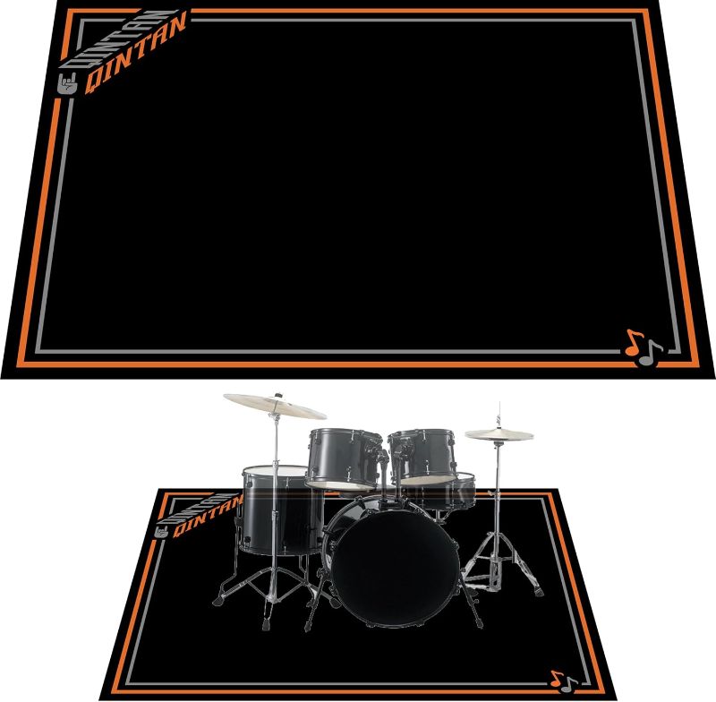 Photo 1 of *similar to stock photo*Drum Rug, Drum Mat with Non-Slip Grip Bottom(4x5.3Ft), Drum Carpet for Noise Reduction, Drum Pad for Jazz Drum & Electric Drum Set, Ideal Gift for Drummers, Drum Accessories, 47 x 63in, Orange & Gray
