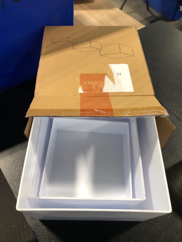 Photo 1 of Lifewit Buffet Risers and Stands, Food Risers for Buffet Table, Catering Dessert Cake Stand for Party, Collectibles Jewelry Display Stand, White Cube Boxes Nesting Risers, 3 PCS (6", 7", 7.8'')