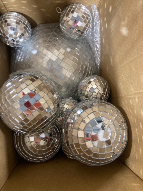 Photo 2 of 17 Pack Large Disco Ball Hanging Disco Ball Small Disco Ball Mirror Disco Balls Decorations for Party Wedding Dance and Music Festivals Decor Club Stage Props DJ Decoration (6 Inch, 3.2 Inch, 2 Inch)