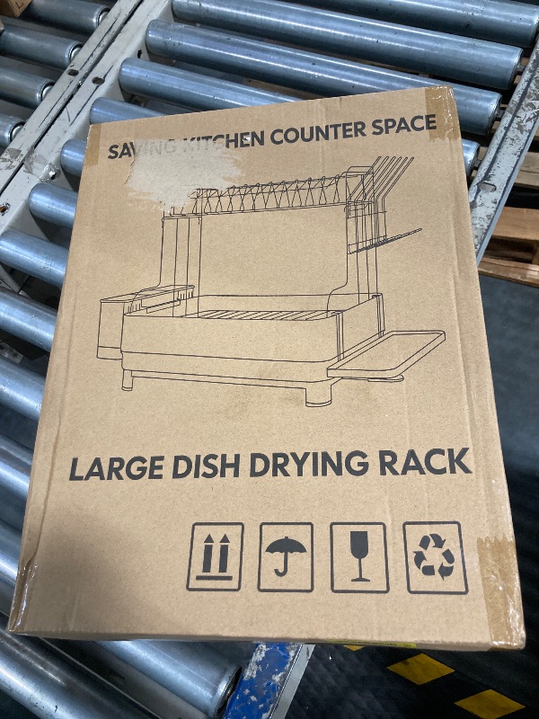 Photo 1 of romision Dish Rack and Drainboard Set, 304 Stainless Steel 2 Tier Large Dish Drying Rack with Swivel Spout, Dish Strainer for Kitchen Counter with Utensil Holder, Cup Rack, Water Tray