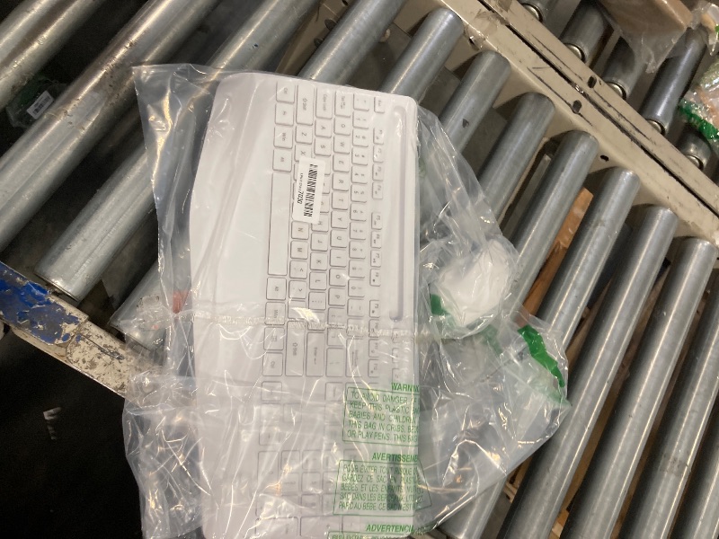 Photo 1 of Wireless Keyboard and Mouse Combo - Full-Sized Ergonomic Keyboard with Wrist Rest, Phone Holder, Sleep Mode, Silent 2.4GHz Cordless Keyboard Mouse Combo for Computer, Laptop, PC, Mac, Windows,White