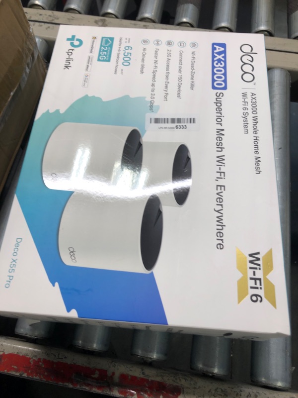 Photo 1 of TP-Link AX3000 Whole Home Wi-Fi 6 Mesh System (Deco X55 Pro) Up to 6500 Sq.Ft. ?×?.?? WAN/LAN Ports Wired Ethernet Backhaul ????? ??? ????+ ???????? 2023 Release (3-Pack)