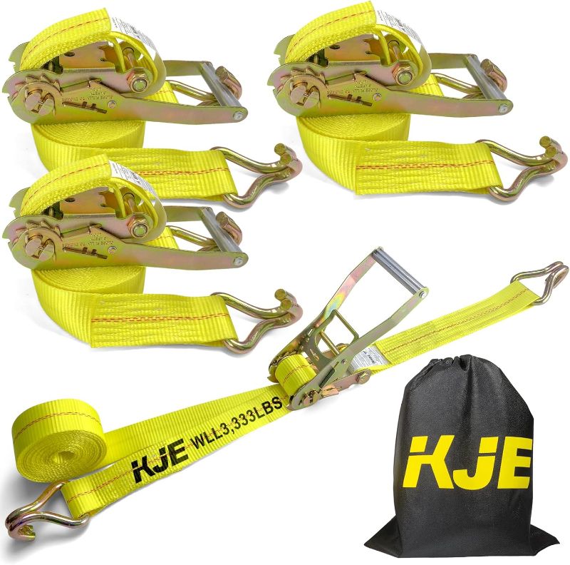 Photo 1 of 
 *** SIMILAR *** KJE Ratchet Straps Heavy Duty(4 Pack), 2" x 15' Ratchet Strap 3333 Lbs Max Break Strength, Tie Down Ratcheting with J-Hook, Cargo Straps for Truck, Trailer, Moving Appliances