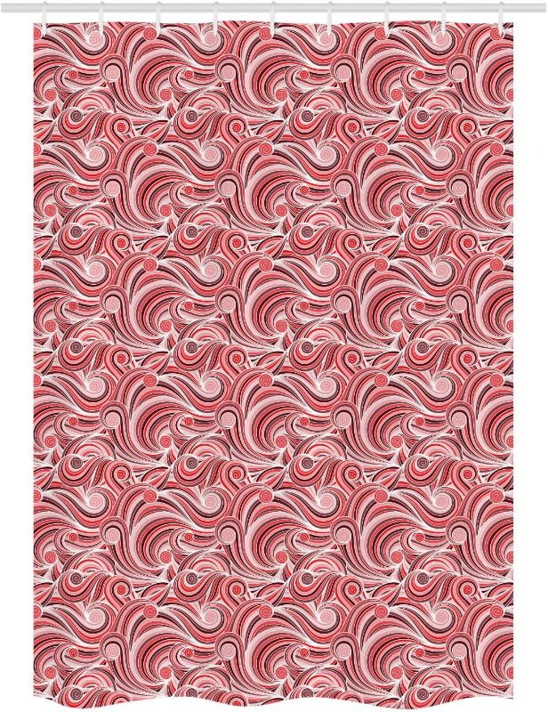 Photo 1 of  *** SIMILAR ***Ambesonne East Stall Shower Curtain, Floral Retro Pattern Doodles Design Art Abstract Waves Illustration, Decorative Fabric Set with Hooks for Bathroom, 54" W x 78" L, Mauve Rose Red