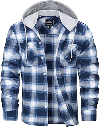 Photo 1 of ***USED***PHOTO REFERENCE ONLY*** Men's Flannel Shirts Long Sleeve Button Down Flannel Shirt Jacket with Hood Casual Cotton Plaid Shirt