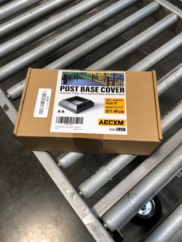 Photo 2 of AECXM 4Pack-Post/3.5" Aluminum Deck Post Base Cover, for Deck railings, Stairs, Porches and Other Wood Post Split Post Cover Skirts (Black)