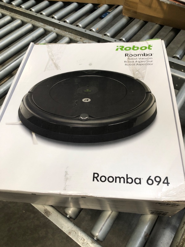 Photo 1 of ***PARTS ONLY, NO RETURNS, BROKEN, NEEDS DEEP CLEANING***iRobot Roomba 694 Robot Vacuum-Wi-Fi Connectivity, Personalized Cleaning Recommendations, Works with Alexa, Good for Pet Hair, Carpets, Hard Floors, Self-Charging