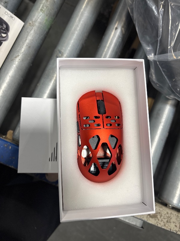 Photo 2 of AJAZZ AM3 MAX Wireless Gaming Mouse, Lightweight Full Magnesium Alloy, 30000 DPI, PAW3950 Sensor, 5 programmable Buttons, Supports Wired/2.4GHz/BT (Orange Red, AM3 MAX (8k Receiver))