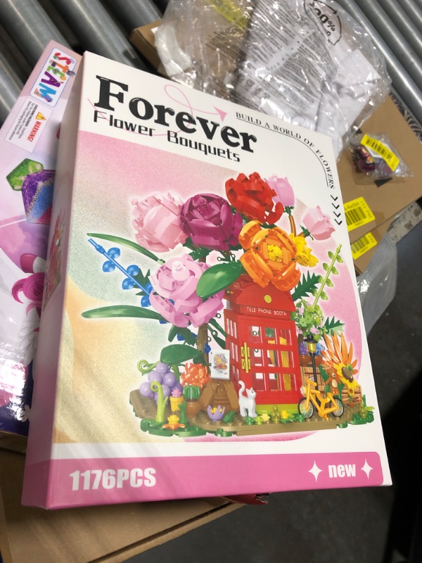 Photo 2 of 1176 Pcs Flower Bouquet Building Kit Bonsai Rose Fowers, Artificial Flowers Building Blocks Set, Valentines Day Gifts for Him Her, Womens Gifts for Christmas, Xmax Gifts for Women Girlfriend Mom