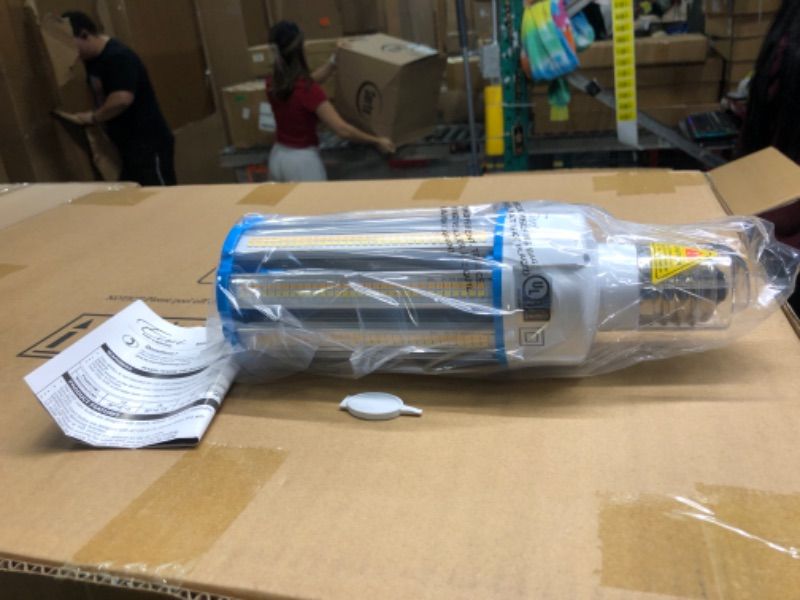 Photo 1 of Euri Lighting ECB63W-303sw, LED Corn Bulb, CCT (3K, 4K, 5K) & Wattage Tunable (63W, 54W, 36W), 135-150LM/W, 100~277VAC, Step Dimming, IP64, Fully Enclosed Rated, DLC 5.1, UL, White
