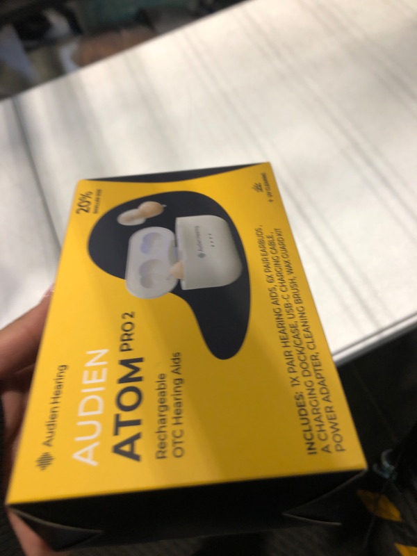 Photo 2 of Audien ATOM PRO 2 Wireless Rechargeable OTC Hearing Aid, Premium Comfort Design and Nearly Invisible