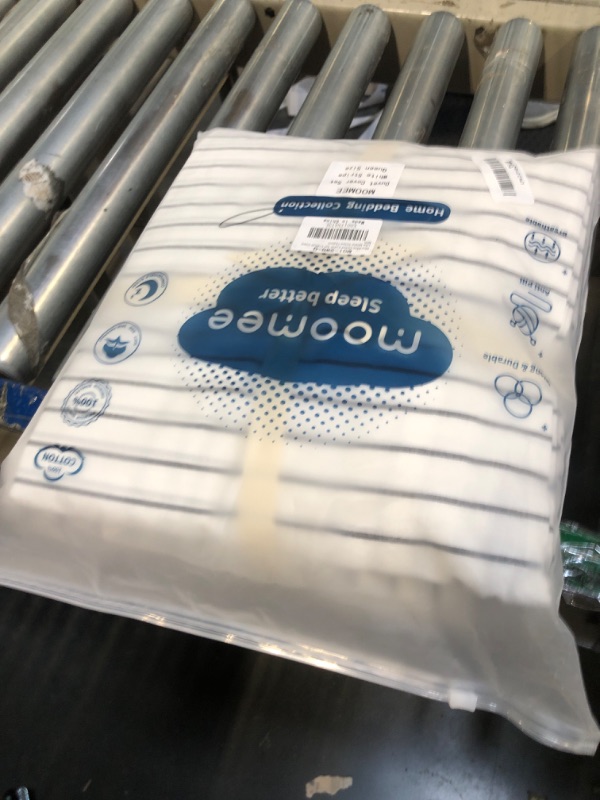 Photo 1 of MooMee Bedding Sheet Set 100% Washed Cotton Linen Like Textured Breathable Durable Soft Comfy (Bright White, Queen)