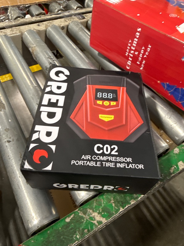 Photo 1 of GREPRO Tire Inflator Portable Air Compressor, DC 12V Air Pump for Car Tires, 150PSI Digital Electric Tire Pump with Pressure Gauge, Auto Shutoff Function, LED Light for Car Tires, Motorcycle, Bicycle