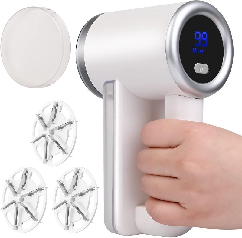 Photo 1 of ***USED***iRUNTEK Rechargeable Fabric Shaver, Electric Commercial Lint Remover with LED Display & Big Trash Box, 3-Speeds for Removing Fuzz and Pill from Clothes, Furniture, Sweater, Couch and Blanket, White