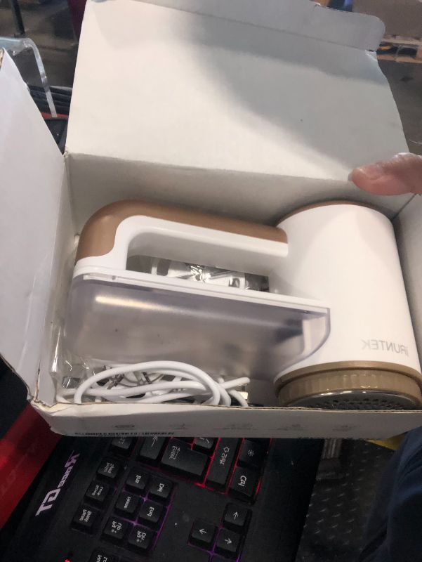 Photo 1 of ***USED***iRUNTEK Rechargeable Fabric Shaver, Electric Commercial Lint Remover with LED Display & Big Trash Box, 3-Speeds for Removing Fuzz and Pill from Clothes, Furniture, Sweater, Couch and Blanket, White