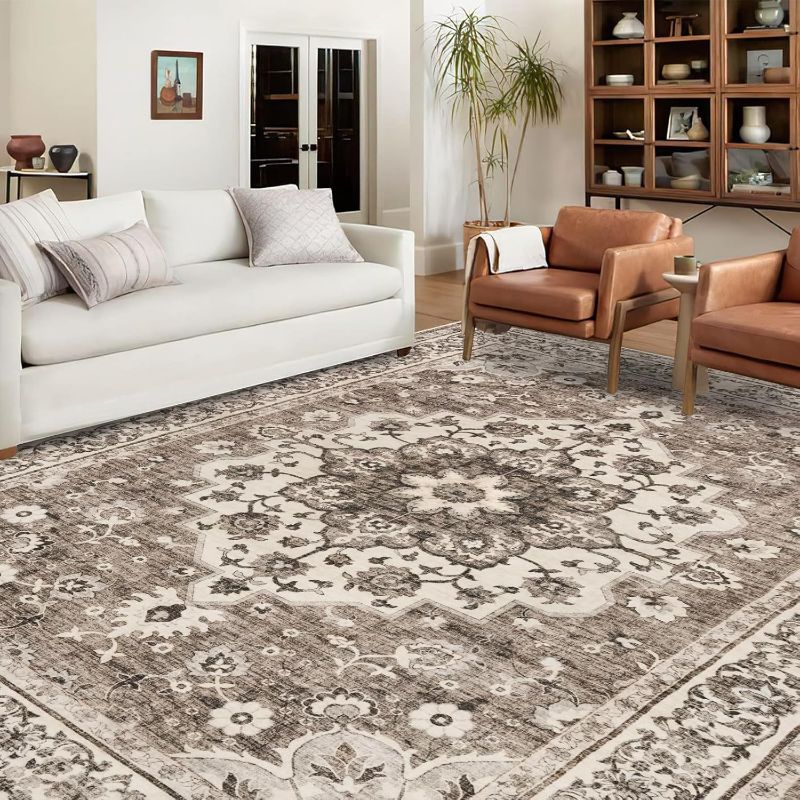 Photo 1 of *** SIMILAR *** HILORUUG Living Room Area Rugs 10x14: Extra Large Area Rug Super Soft Distressed Oriental Rugs with Non-Slip Backing - Thin Stain Resistant Indoor Rug - 10x14 GREEN
