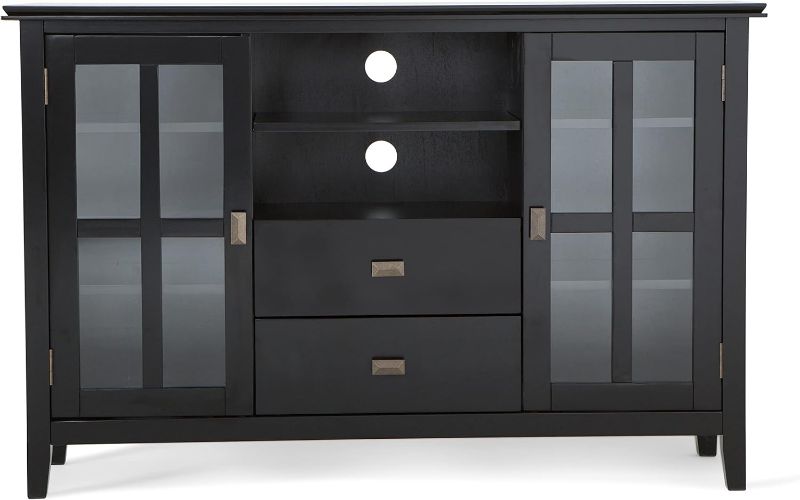 Photo 1 of 
 *** SIMILAR , DIFERENT COLOR SEE A PICTURE *** SIMPLIHOME Artisan SOLID WOOD 58 Inch Wide Transitional TV Media Stand in Black for TVs up to 58 Inches, For the Living Room and Entertainment Center