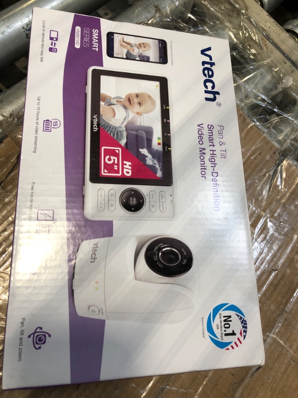 Photo 1 of ***missing one camera, missing USB charging cable for monitor. Power turns on, but didn't test connection with camera*** VTech RM5764-2HD 1080p Smart WiFi Remote Access 2 Camera BabyMonitor, 360° Pan & Tilt, 5" 720p HD Display, Night Vision, Soothing Soun