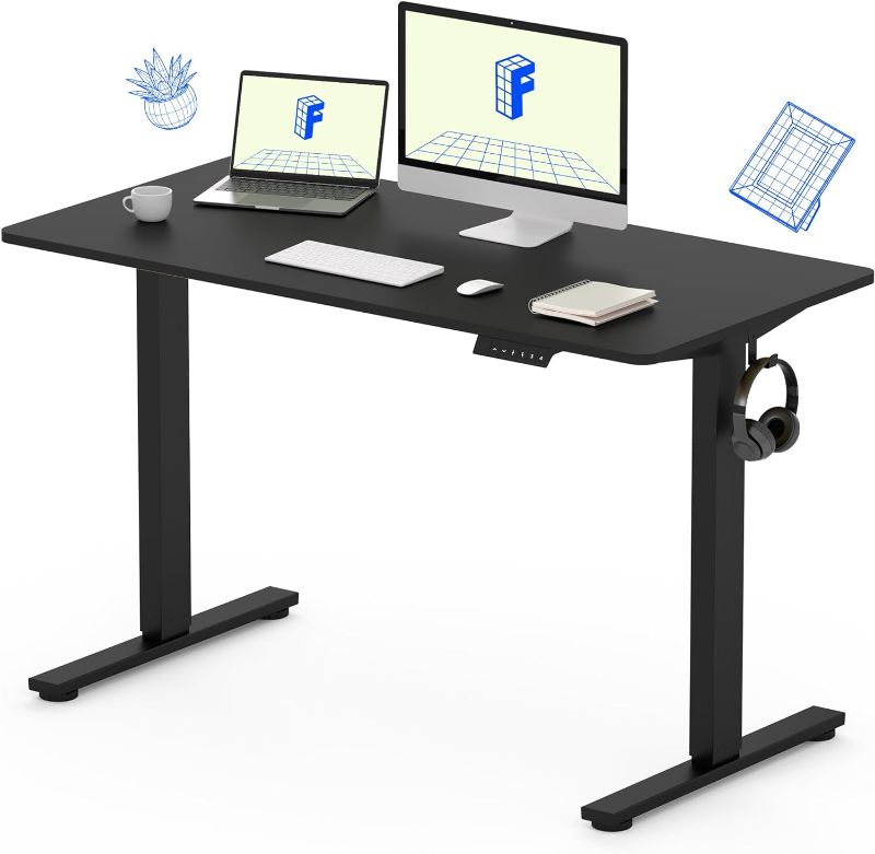 Photo 1 of  *** SIMILAR *** FLEXISPOT EN1 Whole-Piece Standing Desk 48 x 24 Inches Electric Height Adjustable Desk Sit Stand Desk Home Office Desks (Black Frame + Black Table Top)