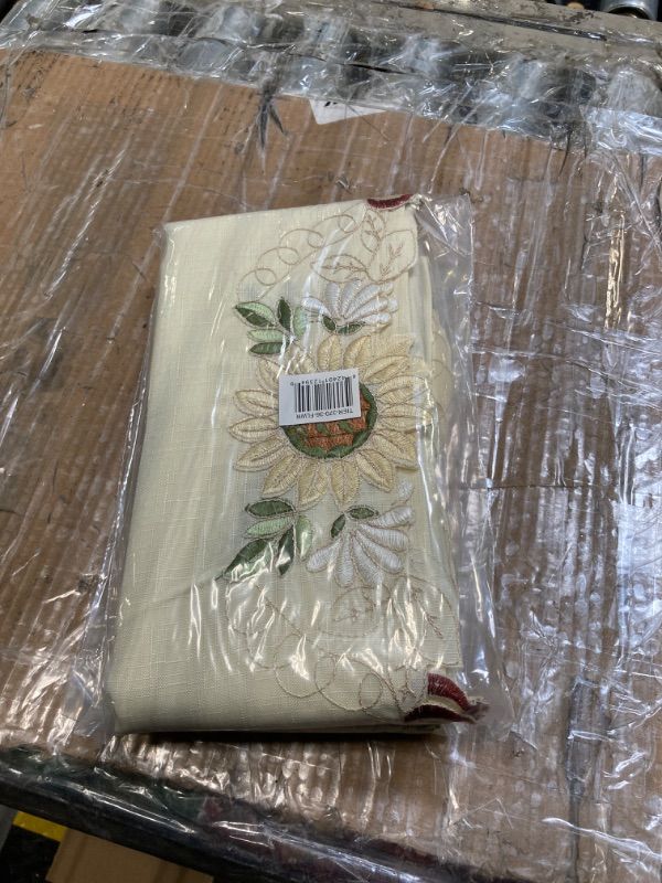 Photo 1 of Sweet Home Collection Sunflower Cream Embroidered Kitchen Curtains Swag Pair