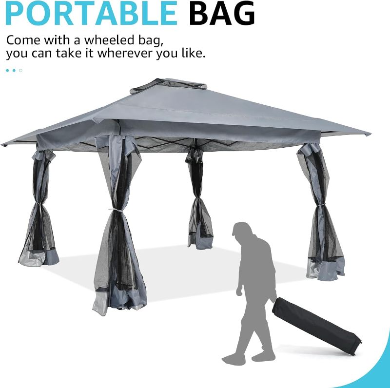 Photo 1 of *** DIFERENT COLOR *** COBANA 13’x13’ Pop Up Gazebo, Outdoor Canopy Tent Shade with Metal Frame Mosquito Netting for Patio, Garden, Lawn, Backyard, Light Grey https://a.co/d/345zRvl