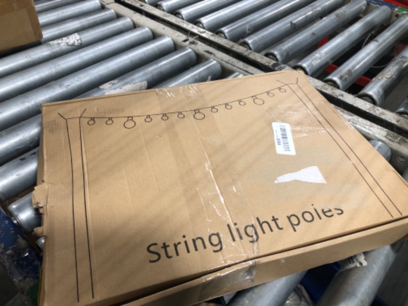 Photo 2 of 10Ft String Light Poles 4 Pack,Light Poles for Outside Lights,Outdoor with Fence Brackets Hanging Lights,Metal Stand Deck Patio Backyard