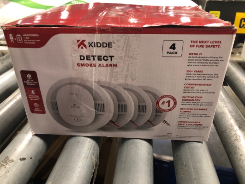 Photo 1 of Kidde Hardwired Smoke Detector, AA Battery Backup, Interconnectable, LED Warning Light Indicators, 4 Pack