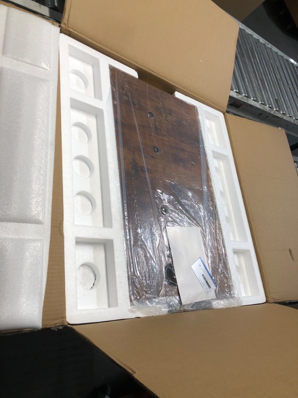 Photo 1 of MOUNTUP 55x28 Inches Electric Height Adjustable Standing Desk, Sit Stand Desk with Memory Controller, Ergonomic Stand Up Desk for Home Office with Splice Board, Rustic Brown+Black