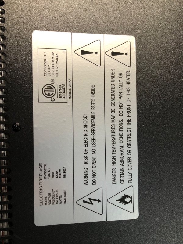 Photo 4 of ***USED - INCOMPLETE - MISSING PARTS - DOESN'T POWER ON - UNABLE TO TROUBLESHOOT***
Home4me 36" Electric Fireplace, Wall Mounted and Recessed Fireplace Heater, 750/1500W Freestanding Electric Fireplace, Adjustable Flame Color, Touch Screen, Timer, Low Noi