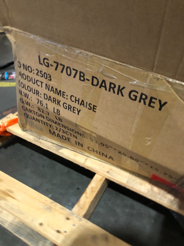 Photo 3 of ** box 2 of 3* partial set* *parts only*NON-REFUNDABLE**lg-7707b dark grey chaise