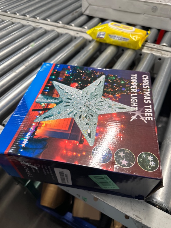 Photo 1 of TEPENAR Christmas Tree Topper Star: 10" Xmas Tree Topper with 6 Projection Modes Built-in LED Rotating Projector Light 3D Glitter Star Tree