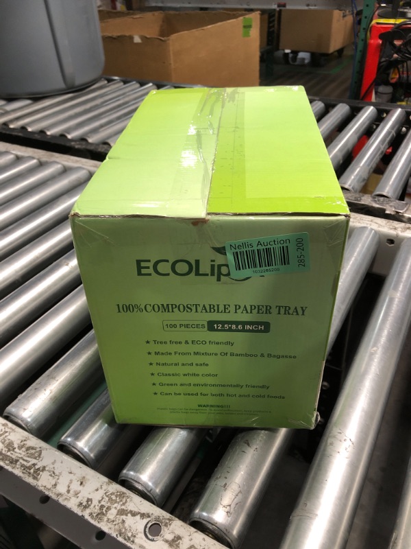 Photo 2 of (FAIR) ECOLipak 100% Compostable 5 Compartment Plates, 100 Pack Disposable Compartment Paper Plates, 12.5 * 8.6 inch Biodegradable Sugarcane Plates, Eco-Friendly School Lunch Trays