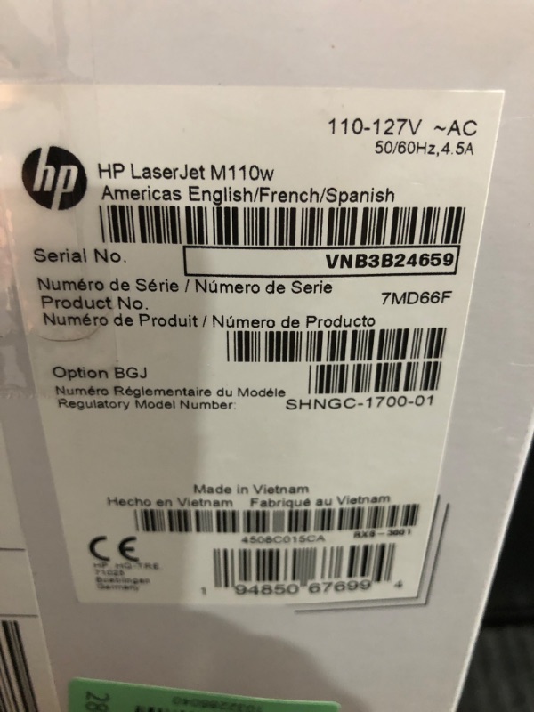 Photo 3 of ***FACTORY SEALED***HP LaserJet M110w Wireless Black & White Printer