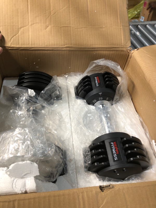Photo 3 of ***DAMAGED - SEE COMMENTS***
Keppi Adjustable Dumbbells Set, 25lb Pair Dumbbells with Anti-Slip Metal Handle for Exercise & Fitness Fast Adjust Weight for Full Body Workout Fitness