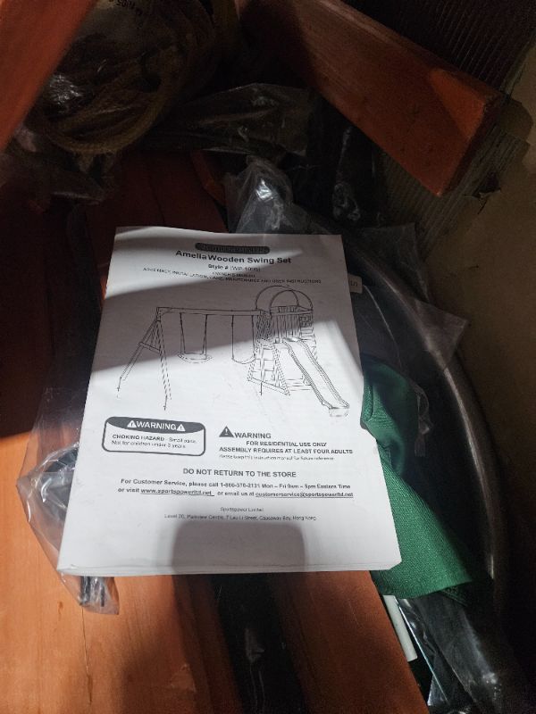 Photo 1 of **PARTS ONLY NON REFUNDABLE**MISSING UNKNOWN PARTS**
Sportspower Amelia Heavy Duty Wooden A-Frame Swing Set: Saucer + Adjustable Swing, 6ft Blow Molded Slide, Play Fort/Rock Climb Wall + Sandbox, EXCEEDS ASTM Safety Standards*Bonus Anchor Kit*