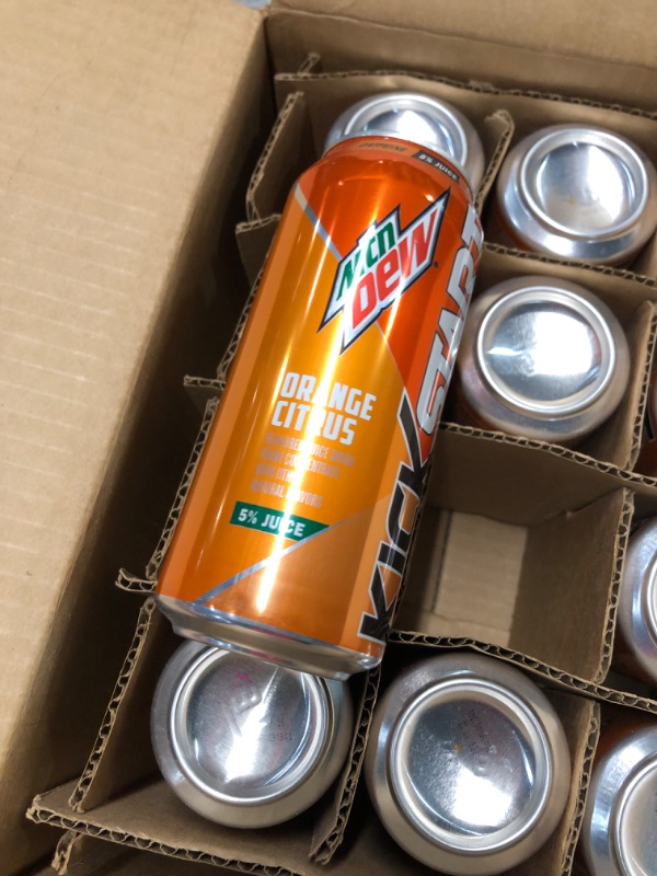 Photo 5 of ***CANS DENTED - NONREFUNDABLE - THIS SALE FINAL***
Mountain Dew Kickstart, Orange Citrus, 92mg Caffeine, Vitamins B & C, 80 Calories, 5% Juice, 16 Fl Oz (Pack of 12)