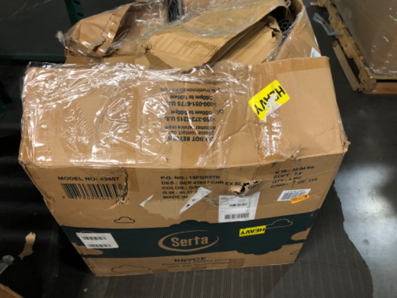 Photo 1 of Serta Bryce Executive Office Chair, Ergonomic Computer DeskChair with Patented AIR Lumbar Technology, Comfortable Layered Body Pillows for Cushioning, SertaQuality Foam, Bonded Leather, Gray