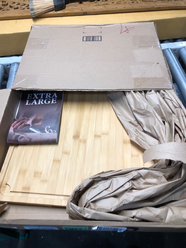 Photo 1 of 3XLarge Cutting Board, 24" Bamboo Cutting Boards for Kitchen with Juice Groove and Handles Kitchen Chopping Board for Meat Cheese board Heavy Duty Serving Tray, 3XL, Empune