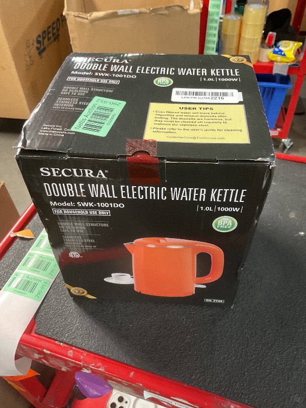 Photo 2 of ***(PARTS ONLY/ MAJOR DAMAGE/ SEE NOTE/ NO RETURNS OR REFUNDS) ***
Secura Stainless Steel Double Wall Electric Kettle Water Heater for Tea Coffee w/Auto Shut-Off and Boil-Dry Protection