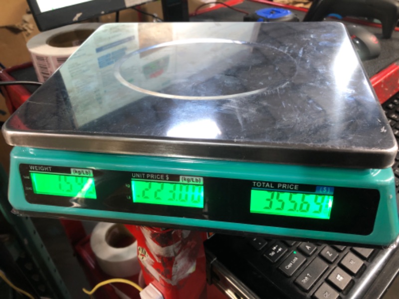 Photo 3 of ***NON REFUNDABLE, PARTS ONLY***88lb/40kg Digital Price Computing Scale - Commercial Food Scale with Dual LCD Displays, Counting Feature, and Reversed Platter for Farmers Market, Retail, Deli, and Meat Weighing