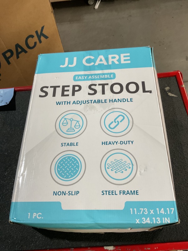 Photo 1 of JJ CARE Step Stool with Handle (300 lbs. Capacity), Adjustable Step Stools for Adults with Handrail, Non-Slip Heavy Duty Step Stool for Elderly, Steel Frame Platform and Height Adjustable Step Stool