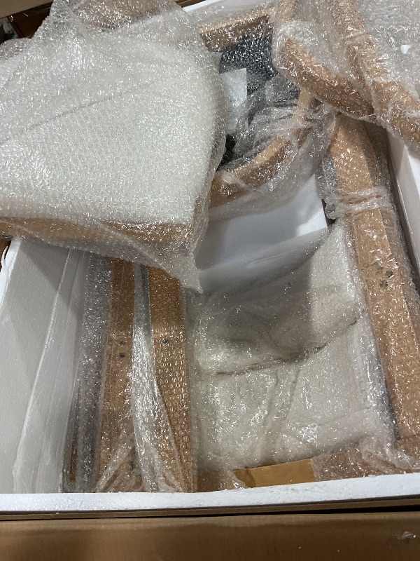 Photo 1 of **FOR PARTS ONLY/ 1 CHAIR FULLY FUNCTIONAL** Christopher Knight Home Falcon Bar Stools Set of 2, Fabric Round Backrest Counter Height Barstool for Kitchen Island, Wooden Dining Room Chair, Bar Table Counter Stool with Footrest, Natural+Beige