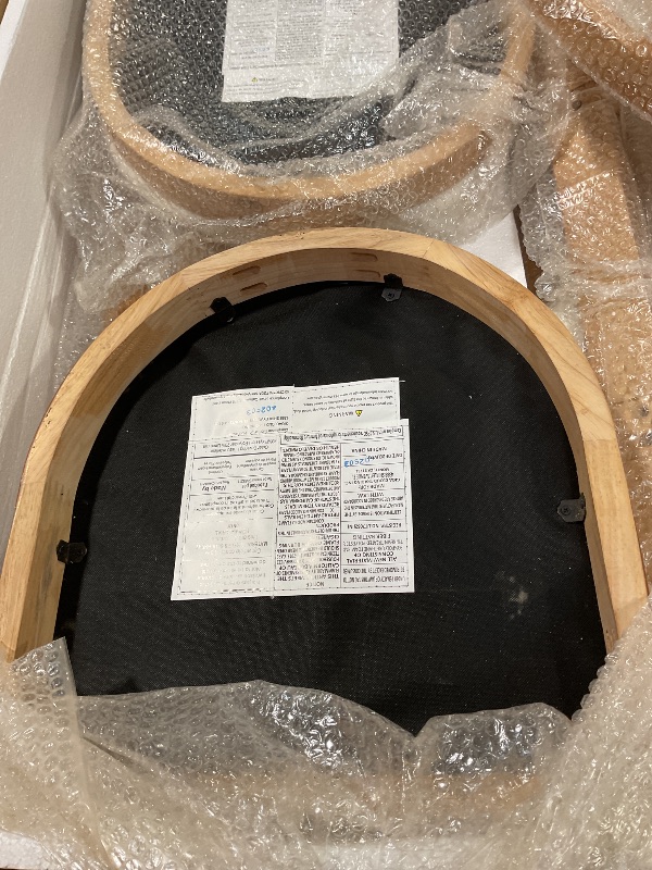 Photo 1 of **FOR PARTS ONLY/ 1 CHAIR FULLY FUNCTIONAL** Christopher Knight Home Falcon Bar Stools Set of 2, Fabric Round Backrest Counter Height Barstool for Kitchen Island, Wooden Dining Room Chair, Bar Table Counter Stool with Footrest, Natural+Beige