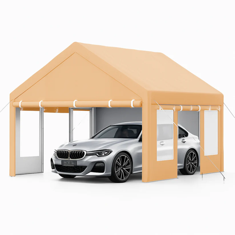 Photo 1 of **PARTIAL SET/ BOX B ONLY ** Garvee Heavy Duty Carport 13x25 FT Oversized Portable Garage with 4 Doors & 4 Windows, Reinforced Frame, Waterproof PE Tarp, All-Weather Protection, Galvanized Steel, Outdoor Shelter for Cars and Gatherings